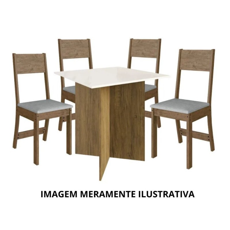 Conjunto de Mesa de Jantar 4 Cadeiras Tampo Vidro 120 x 80 cm - Doripel