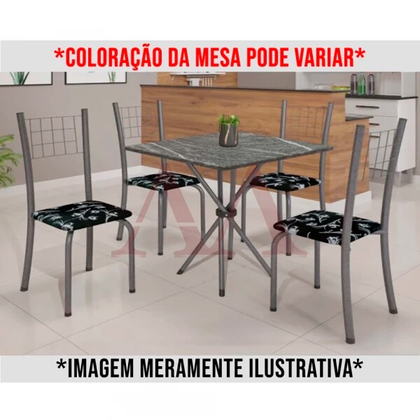 CJ MESA SOMA 4C DANY 70X70 QUADRADA FLORAL CINZA LACA