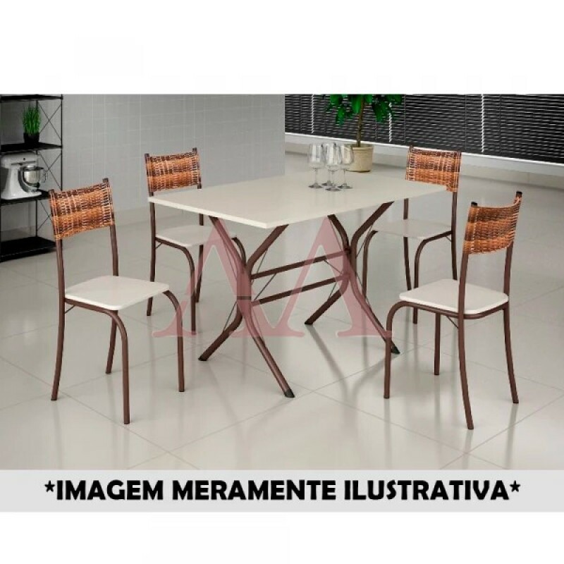 CJ MESA 4C MOVEIS TEIXEIRA ATLANTA RETANGULAR 120X75 C/RATAN CARVALHO MARROM / OFF WHITE