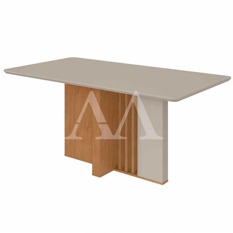 MESA LOPAS ASTRID 160X80 CANT.COPO C/VIDRO AMENDOA CLEAN/OFF WHITE